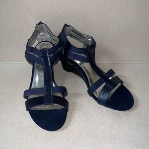 Alfani Women Open Toe Casual Strappy Sandals, Navy Blue, Size 7